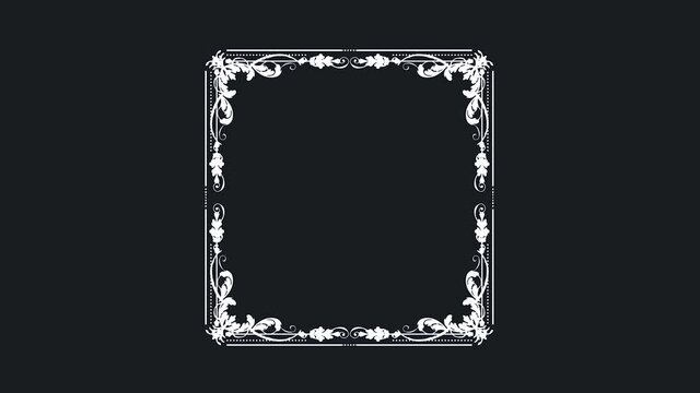 White Soft Banner Background Reveal Animation/ 4k animation of an elegant hand drawn white banner background with ornamental and floral patterns elements revealing