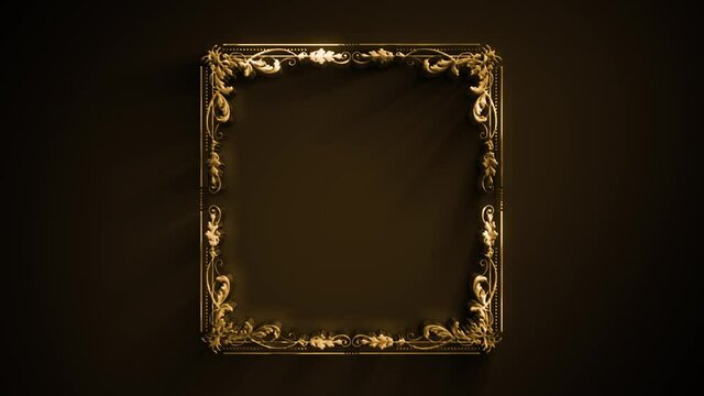 Gold Ornament Banner Background Reveal Animation/ 4k animation of an elegant golden banner background with ornamental and floral patterns elements revealing