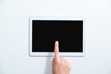 White tablet isolated on white background stock photo