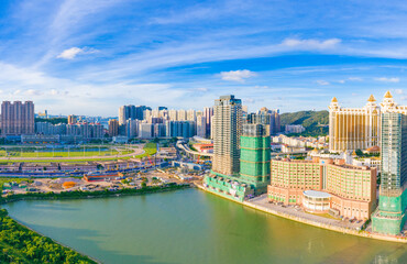 Fototapeta na wymiar Aerial view of Taipa and Coloane Islands, Macau, China