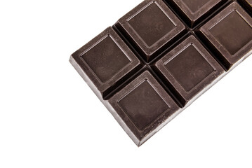 bar of dark chocolate on white
