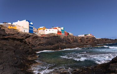 Eroded tall north west coast of Gran Canaria, Canary Islands, in Galdar municipality