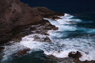 Eroded tall north west coast of Gran Canaria, Canary Islands, in Galdar municipality