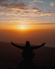 silhouette of a person on top of El Teide Volcano - 3718 metres high