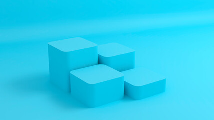 Obraz premium Four cubes blue podium modern 3d render