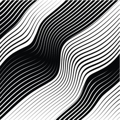 Abstract warped Diagonal Striped Background . Vector curved twisted slanting, waved lines texture
