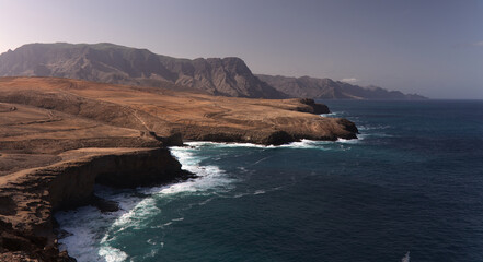 Gran Canaria, landscape of steep eroded north west coast between Galdar and Agaete municipalities, hike between 
villages Sardina del Norte and Puerto de Las Nieves