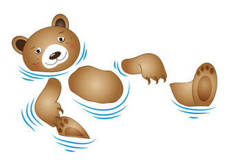 badender Bär im Wasser - lustiger Bär im Meer