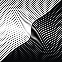 Abstract warped Diagonal Striped Background . Vector curved twisted slanting, waved lines texture
