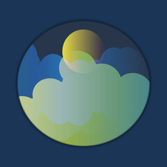 Moon Under Clouds Vector Design