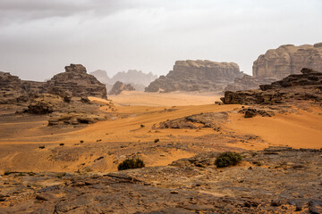 rocky mountains in Wadi Rum desert