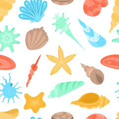 Seamless pattern of seashells.