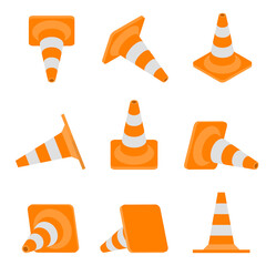 Set of road cones. Isometric