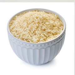 raw rice in bowl with clipping path