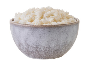 boiled rice in bowl with clipping path