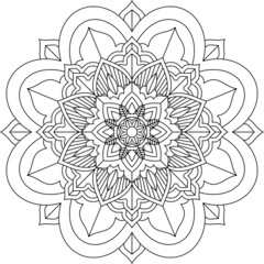 Easy Mandala coloring book simple and basic for beginners, seniors and children. Set of Mehndi flower pattern for Henna drawing and tattoo. Decoration in ethnic oriental, Indian style.