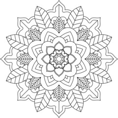 Easy Mandala coloring book simple and basic for beginners, seniors and children. Set of Mehndi flower pattern for Henna drawing and tattoo. Decoration in ethnic oriental, Indian style.