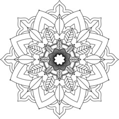 Easy Mandala coloring book simple and basic for beginners, seniors and children. Set of Mehndi flower pattern for Henna drawing and tattoo. Decoration in ethnic oriental, Indian style.