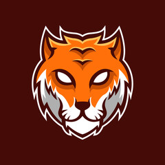 Vector logo Tiger head esport with brown background