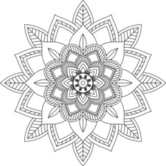 Easy Mandala coloring book simple and basic for beginners, seniors and children. Set of Mehndi flower pattern for Henna drawing and tattoo. Decoration in ethnic oriental, Indian style.