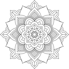 Easy Mandala coloring book simple and basic for beginners, seniors and children. Set of Mehndi flower pattern for Henna drawing and tattoo. Decoration in ethnic oriental, Indian style.