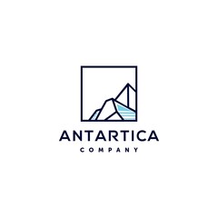 iceberg geometric logo design in trendy linear line style illustration , abstract mountain ice peak outline clip art logo