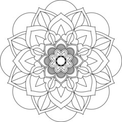 Easy Mandala coloring book simple and basic for beginners, seniors and children. Set of Mehndi flower pattern for Henna drawing and tattoo. Decoration in ethnic oriental, Indian style.