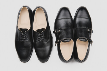 Male shoes. Men's fashion leather shoes Monk and Derby