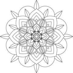 Easy Mandala coloring book simple and basic for beginners, seniors and children. Set of Mehndi flower pattern for Henna drawing and tattoo. Decoration in ethnic oriental, Indian style.