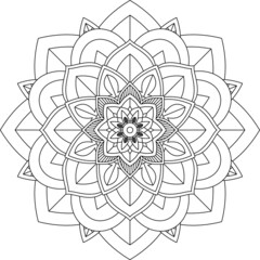 Easy Mandala coloring book simple and basic for beginners, seniors and children. Set of Mehndi flower pattern for Henna drawing and tattoo. Decoration in ethnic oriental, Indian style.