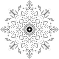 Easy Mandala coloring book simple and basic for beginners, seniors and children. Set of Mehndi flower pattern for Henna drawing and tattoo. Decoration in ethnic oriental, Indian style.