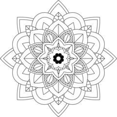 Easy Mandala coloring book simple and basic for beginners, seniors and children. Set of Mehndi flower pattern for Henna drawing and tattoo. Decoration in ethnic oriental, Indian style.