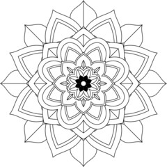 Easy Mandala coloring book simple and basic for beginners, seniors and children. Set of Mehndi flower pattern for Henna drawing and tattoo. Decoration in ethnic oriental, Indian style.