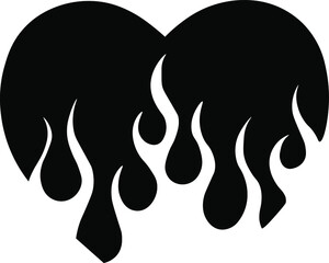 Black fire heart vector illustration 