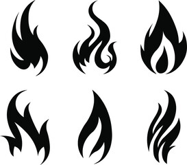 FIRE vector icons set in black color