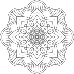 Easy Mandala coloring book simple and basic for beginners, seniors and children. Set of Mehndi flower pattern for Henna drawing and tattoo. Decoration in ethnic oriental, Indian style.