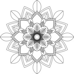 Easy Mandala coloring book simple and basic for beginners, seniors and children. Set of Mehndi flower pattern for Henna drawing and tattoo. Decoration in ethnic oriental, Indian style.