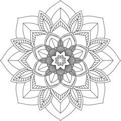 Easy Mandala coloring book simple and basic for beginners, seniors and children. Set of Mehndi flower pattern for Henna drawing and tattoo. Decoration in ethnic oriental, Indian style.