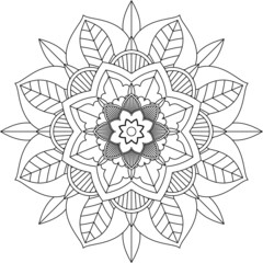 Easy Mandala coloring book simple and basic for beginners, seniors and children. Set of Mehndi flower pattern for Henna drawing and tattoo. Decoration in ethnic oriental, Indian style.