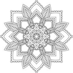 Easy Mandala coloring book simple and basic for beginners, seniors and children. Set of Mehndi flower pattern for Henna drawing and tattoo. Decoration in ethnic oriental, Indian style.