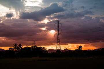 Electric pole and sunset