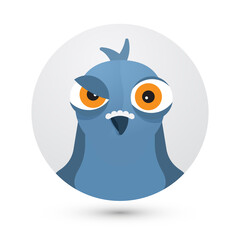 angry pigeon simple round gray bird icon