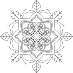 Easy Mandala coloring book simple and basic for beginners, seniors and children. Set of Mehndi flower pattern for Henna drawing and tattoo. Decoration in ethnic oriental, Indian style.