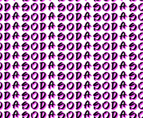 SODA text seamless line pattern in pink color