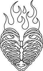 Black vector tattoo heart illustration