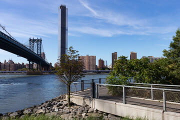 Dumbo Brooklyn Riverfront with the Manhattan Bridge over the East River in New York City