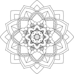 Easy Mandala coloring book simple and basic for beginners, seniors and children. Set of Mehndi flower pattern for Henna drawing and tattoo. Decoration in ethnic oriental, Indian style.