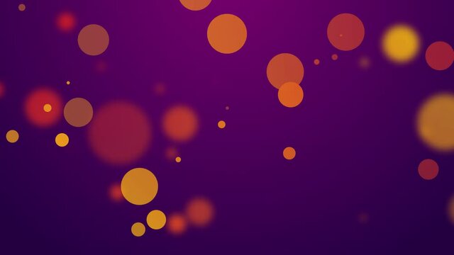 abstract party fun motion background, colorful bubbles on purple wallpaper, particles appearing and disappearing