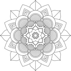 Easy Mandala coloring book simple and basic for beginners, seniors and children. Set of Mehndi flower pattern for Henna drawing and tattoo. Decoration in ethnic oriental, Indian style.