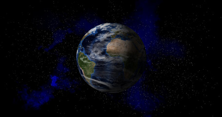 World earth planet spin in space universe with star galaxy hand hold abstract concept of futuristic connect worldwide global network business digital transport technology Globe image furnished by NASA